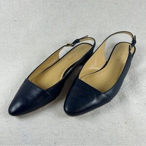 Talbots Navy Leather Slingback Flats - size 8